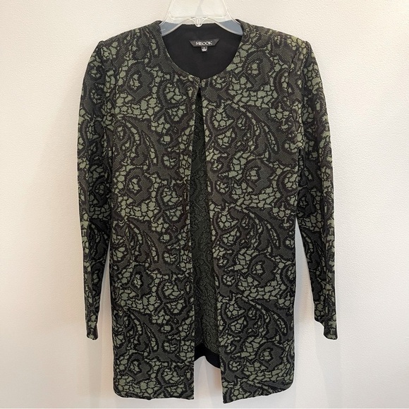 Misook Sweaters - Misook Heritage Fit Open Front Cardigan Jacket Green Black Lace Sweater Small